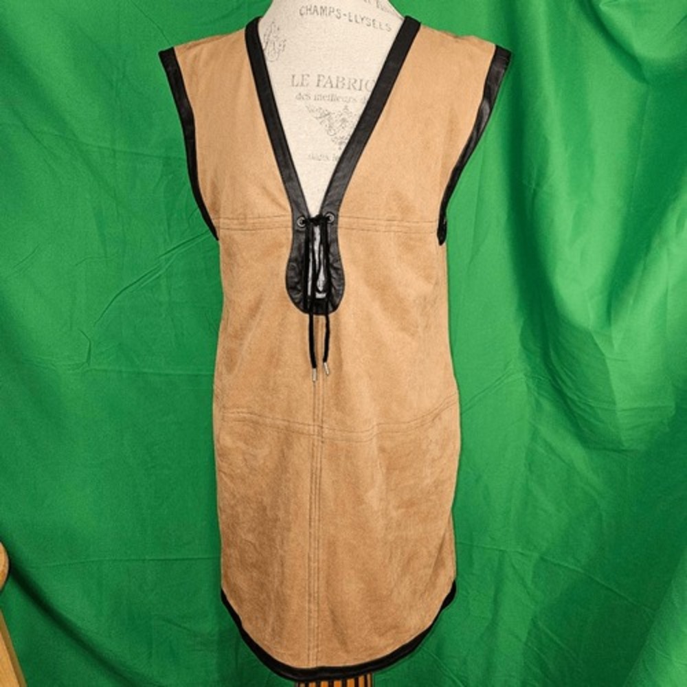 Anthropologie Womens Brown Black Faux Suede Dress‎ Large